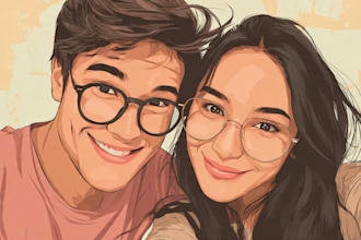 draw couple portrait illustration from photo