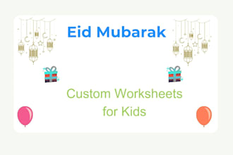 create custom eid mubarak activity worksheets for kids printable PDF