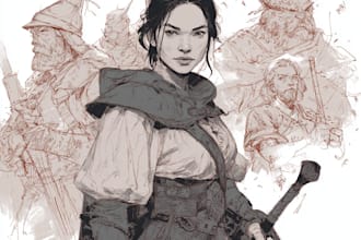 draw dnd art character, game art, character and dnd party