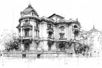 draw a detailed architectural style sketch from your photo