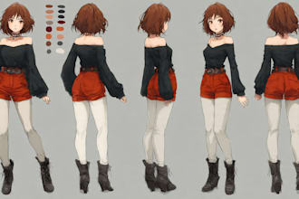 draw anime character design sheet
