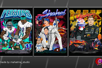 create high quality pop culture and sports vector illustration in comic style