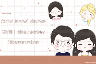 illustrate half body chibi art