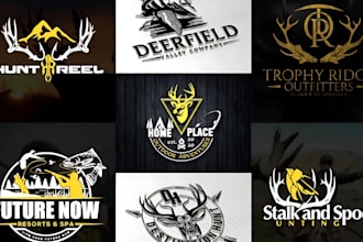 do unique outdoor hunting fishing and deer logo