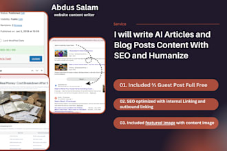 write ai article blog posts content with SEO and humanize