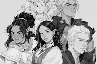 draw original dnd or rpg character art mpas party for you