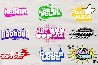design trendy y2k aesthetic t shirt logo for your brand