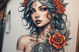illustration in traditional tattoo or vintage t shirt design