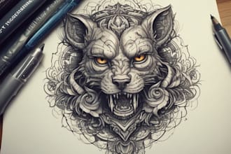 design custom tattoo art and stencil in any style