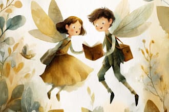 draw children story book illustration, children story, book illustration