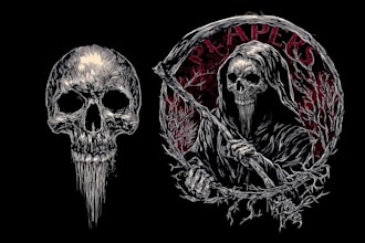 create dark art skull for your brand or band