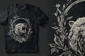 create linocut t shirt design for brands