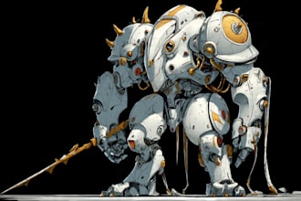 draw amazing character mecha robot illustration
