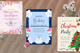 design custom party, birthday, and wedding invitation cards