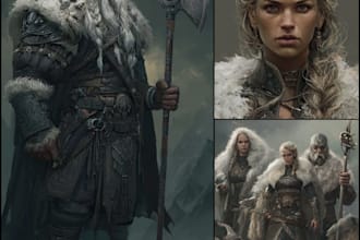 create high quality 3d character art, fantasy art, sci fi art, and concept art