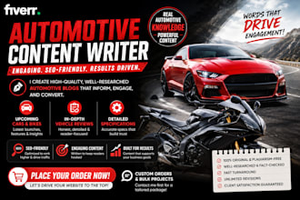 write SEO content on automobile, cars, bikes and other fields