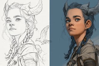 design digital sketch and line art illustration