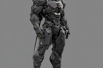 do custom digital 2d anime mecha art illustration