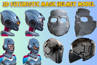 sculpt 3d futuristic mask helmet model, wearable 3d mask, full armor 3d model