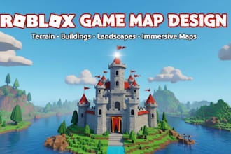 design custom immersive roblox game maps with terrain, buildings, and landscapes