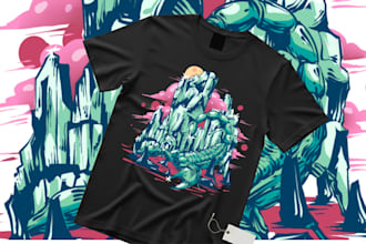 draw custom full color t shirt illustration design