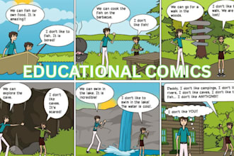 design comic books on education, digital art, children comics and illustration