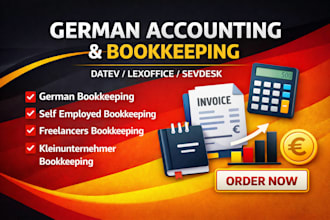 german freelancer bookkeeping, income vat, tax, using datev sevdesk and elster
