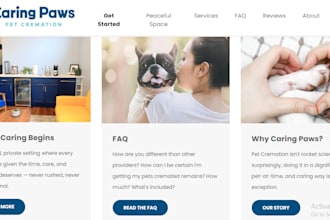 build website for pet cremation, pet aftercare, pet afterlife service