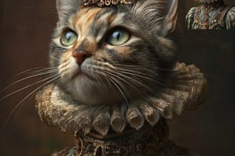 amazing royal pet portrait in custom caricature