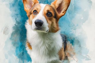 draw watercolor pet portrait