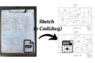 convert pdf, image or hand sketch to autocad dwg drawings