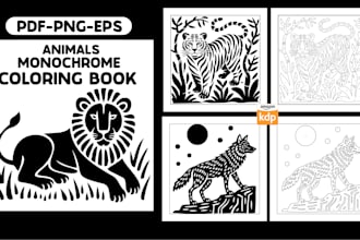 create monochrome any custom coloring pages for KDP