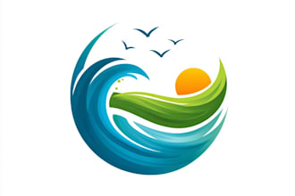 design beach landscape and lawncare logo