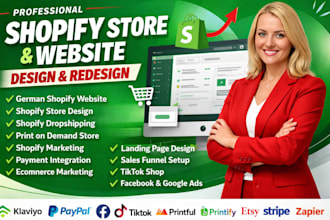 design, redesign german shopify store website, design shopify dropshipping store