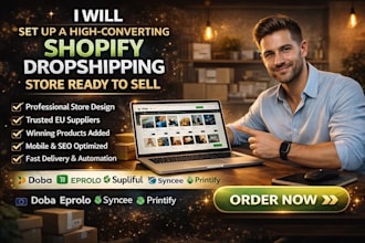 design shopify dropshipping store setup via doba syncee printify supliful eprolo
