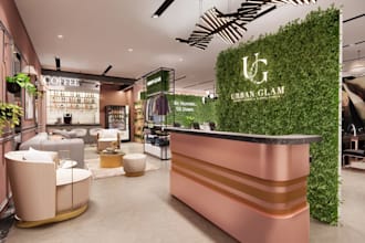 render clean 3d architecture design beauty salon barbershop boutique spa store