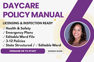 write professional daycare policy and procedure manual for licensing