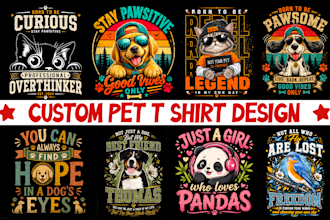 create pet t shirt design, dog, cat, cartoon t shirt design