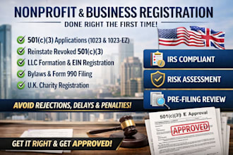 start or close your 501c3 non profit, reinstate your revoke 501c3, register llc