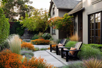 design backyard, frontyard, pool, patio as a landscape