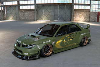 sculpt 3d wide bodykit for 3d printing, assemble bodykit,spoiler,bumper, fenders