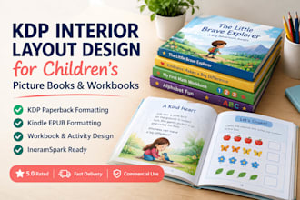 do KDP interior layout design for children picture book and workbook
