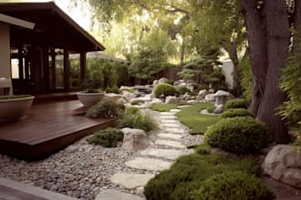 create realistic 2d backyard landscape design and rendering