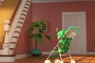 create realistic 3d interior lighting and design for kids rooms, playroom
