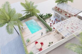 redesign 3d modern  restaurant, resort dining space, cgi hospitality rendering,