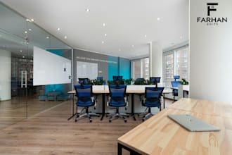 create 3d photorealistic office backgrounds with your company logo