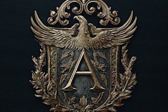 do heraldic, modern luxury logo with hand drawing