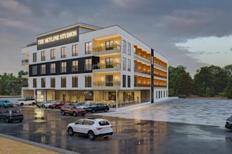 refunction old buildings to new apartment complex design, modern exterior render