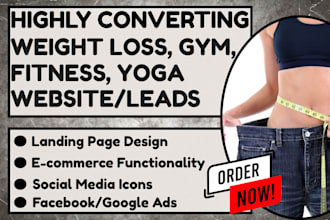 design weight loss health fitness gym yoga exercise website and generate leads