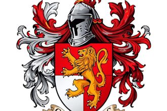create heraldically accurate coat of arms, family crest, heraldic logo